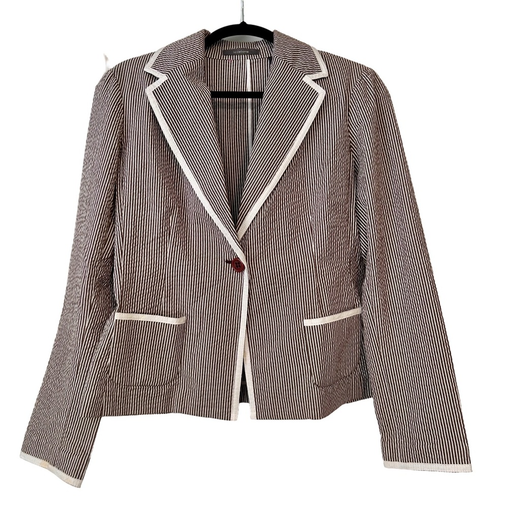 Liz Claiborne Striped Seersucker Pattern Blazer Womens Size 10